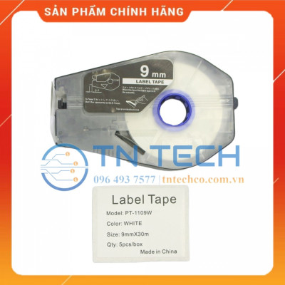 Nhãn in CANON PT-1109W - Chữ đen nền trắng 9MM x 30M - Dùng cho máy in ống CANON [Hàng nhập khẩu]