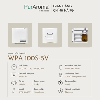 Máy Khuếch Tán Công Nghiệp PurAroma WPA 100S-5V - Công Nghệ Nano Khuếch Tán Siêu Âm