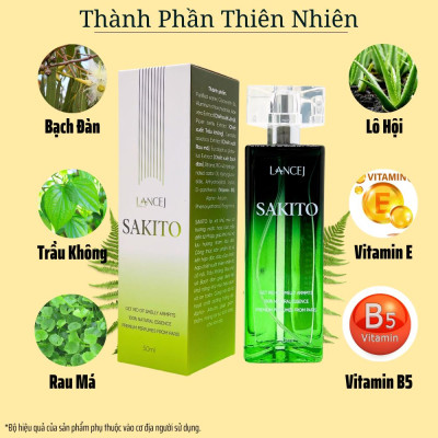 COMBO 5 Lọ Xịt Khử Mùi SAKITO LANCEJ 50ml, Sạch Vùng Nách, Ngăn Tiết Mồ Hôi, Không Ố Vàng Áo