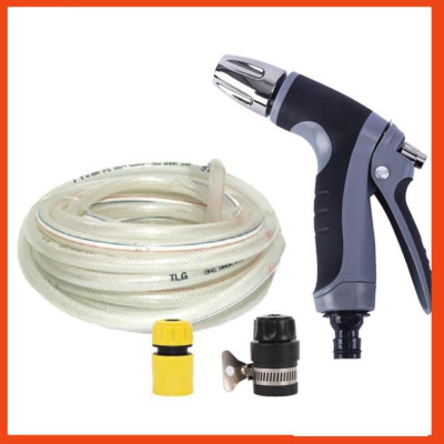 Bộ dây và vòi xịt tăng áp rửa xe tưới cây  (cút nhựa nối đen 712-2)