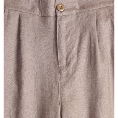 Quần dài suông linen thô cao cấp đũng ngắn lưng thun