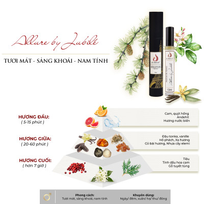 Allure by Jubilé - Tinh dầu nước hoa Pháp Nam Dạng lăn 12ml Thơm Lâu, Sang Trọng, Đẳng Cấp
