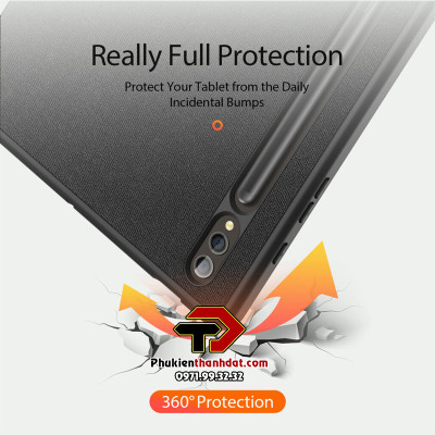 Bao da chống sốc dành cho Samsung Galaxy Tab S9+ Plus chính hãng Dux Ducis Domo có khay đựng bút - Hàng chính hãng 