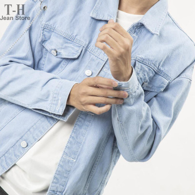 Áo khoác jean nam móc xích chữ vàng, thời trang năng động cá tính