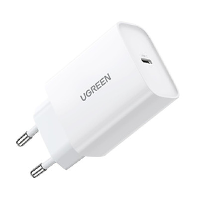Củ sạc nhanh USB Type-C 30W Ugreen 70161 (Màu trắng) - Hàng chính hãng