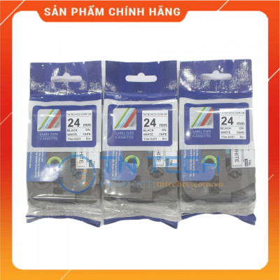 Nhãn In TNE-S251 - Đen nền trắng 24mm x 8m - Dùng cho máy in BROTHER - AIMO - PUTY [Hàng nhập khẩu]
