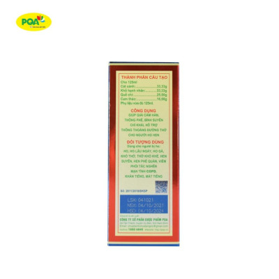 Siro Ho Hen PQA Hỗ Trợ Thông Thoáng Đường Thở Cho Người Hen Suyễn Hộp 125ml