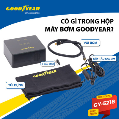 Máy Bơm Lốp Ô Tô Điện Tử Cảm Ứng Thông Minh Đa Năng GOODYEAR GY-5218 - Nhập Khẩu Chính Hãng