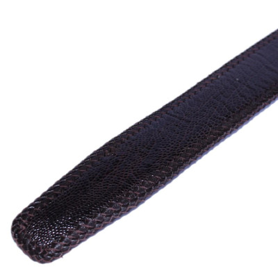 HP4461 - Dây nịt nam da đà điểu Huy Hoàng đan viền 3,5P đầu kim màu nâu đất