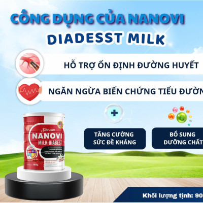 COMBO Mua 3 Tặng 1 Sữa non Nanovi Diabest 900g - Chuyên Biệt Dành Cho Người Tiểu Đường và tặng kèm 1 hộp OMEGA 3-6-9