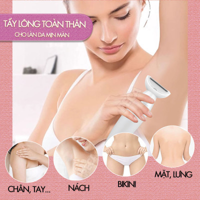 Máy tẩy lông đa năng 11in1 Kemei KM-7101 gồm đầu thay thế chuyên dụng cạo lông, sử dụng toàn thân - Chính hãng