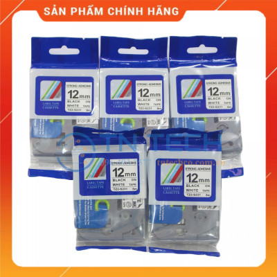 Nhãn In TZ2-S231 - Đen nền trắng 12mm x 8m - Dùng cho máy in BROTHER - AIMO - PUTY [Hàng nhập khẩu]
