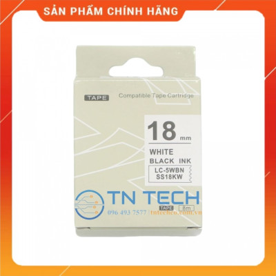 Nhãn in TEPRA - EPSON LC-5WBN (SS18KW) – Chữ đen nền trắng 18MM X 8M  - Dùng cho máy in nhãn TEPRA - EPSON [Hàng nhập khẩu]