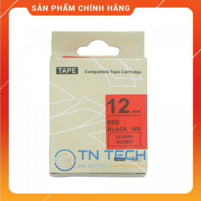 Nhãn in TEPRA - EPSON LC-4RBP (SC12RW) – Chữ đen nền đỏ 12MM X 8M  - Dùng cho máy in nhãn TEPRA - EPSON [Hàng nhập khẩu]