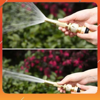 ️Evoucher Bộ dây vòi xịt nước rửa xe, tưới cây , tăng áp 3 lần, loại 3m, 5m 206587 cút sập,nối nhựa vàng+  đai