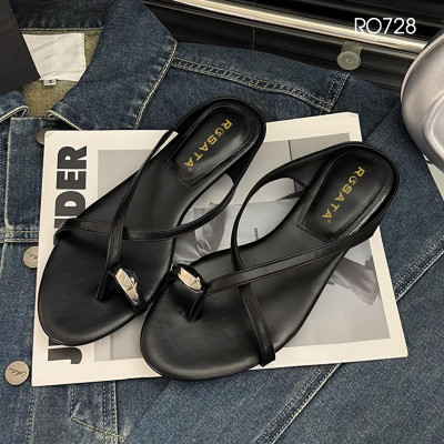 Dép nữ xỏ ngón, quai chéo ROSATA RO728 - 3p - Đen, Bạc - BKSTORE