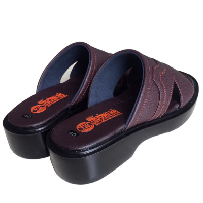 Dép quai ngang nam nâu da bò cao cấp TH_QN044