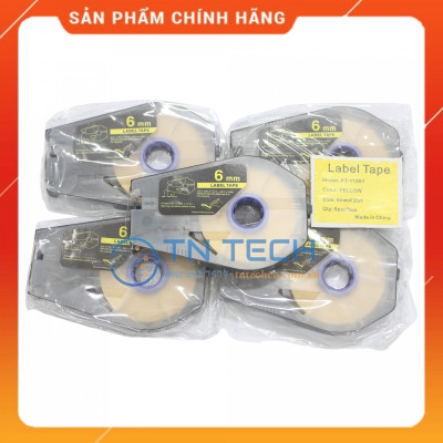 Nhãn in CANON PT-1106Y - Chữ đen nền vàng 6MM x 30M - Dùng cho máy in ống CANON [Hàng nhập khẩu]