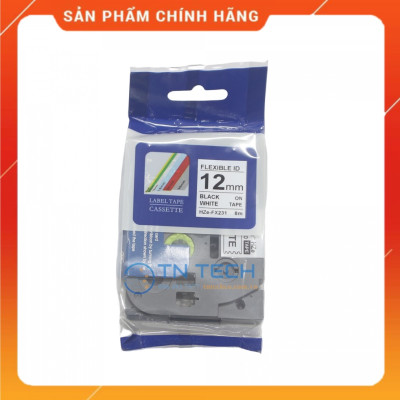 Nhãn In HZE-FX231 - Đen nền trắng 12mm x 8m - Dùng cho máy in BROTHER - AIMO - PUTY [Hàng nhập khẩu]