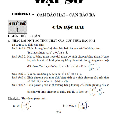 Để Học Tốt Toán 9 Tập 1 - KV