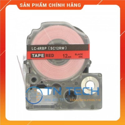 Nhãn in TEPRA - EPSON LC-4RBP (SC12RW) – Chữ đen nền đỏ 12MM X 8M  - Dùng cho máy in nhãn TEPRA - EPSON [Hàng nhập khẩu]
