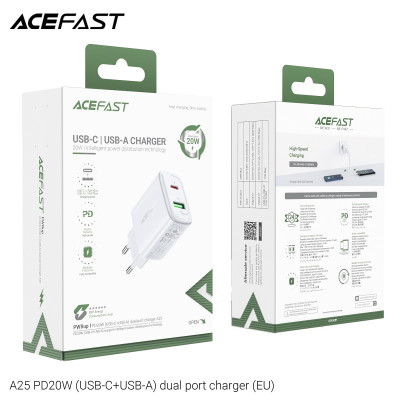Sạc Acefast PD3.0 20W 2 cổng USB-C+USB-A (EU) - A25 Hàng chính hãng Acefast