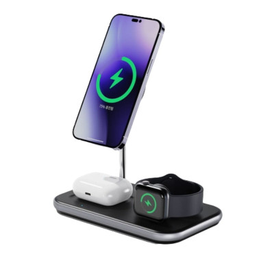 Bộ đế sạc CHOETECH T589-F Mag-Safe 3 in 1 có chứng nhận MFI (Hàng chính hãng)