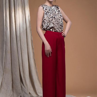 Áo beo lụa cát cổ tròn sát nách LM112406 [BST Da Beo]