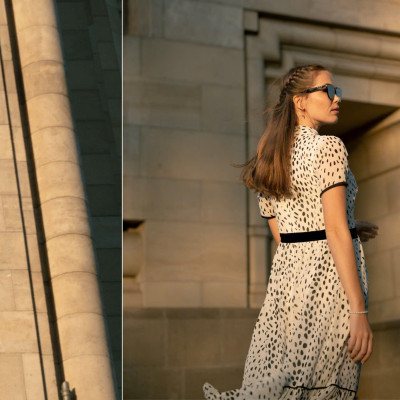 Đầm Midi Sơ Mi Hạ Viên. Đầm Sơ Mi Dài, Đầm Sơ Mi Chấm Bi Dre238 Thời trang thiết kế Hity