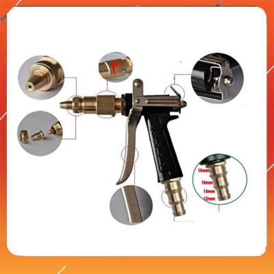 ️Evoucher Bộ dây vòi xịt nước rửa xe, tưới cây , tăng áp 3 lần, loại 15m 206236 đầu đồng,đai,nối vàng+  mở chai