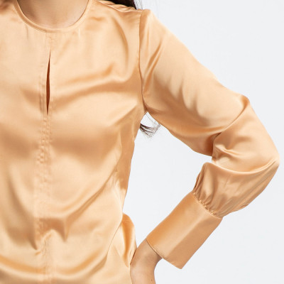 Áo Kiểu Nữ Áo Lụa Tay Dài Thời trang thiết kế Hity TOP103 (Nghệ Tây Saffron)