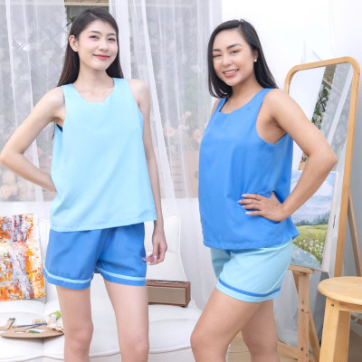 BST Siêu tiết kiệm - Áo kiểu LMcation Laura (2 lớp 2 màu) - Xanh dương nhạt và đậm