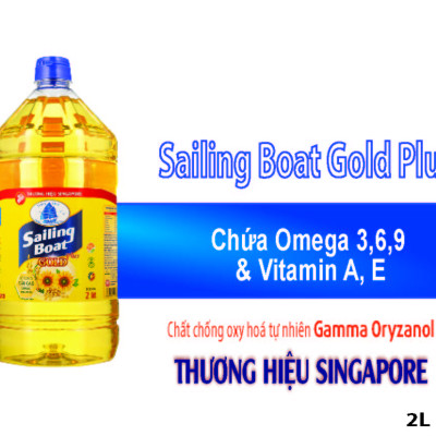 Dầu ăn cao cấp Sailing Boat Gold Plus 2L giàu Omega 3,6,9 và chất chống oxy hóa [FREESHIP]