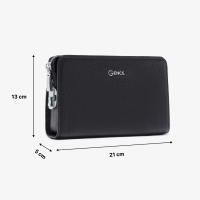 Ví Cầm Tay Công Sở Clutch Nam GENCE RB03 Chất Liệu Da Bò Cao Cấp Màu Đen
