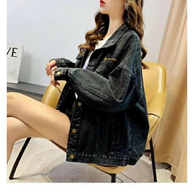 Áo khoát nữ jean đẹp form rộng thêu DF cực chuẩn cực chuẩn-A3119