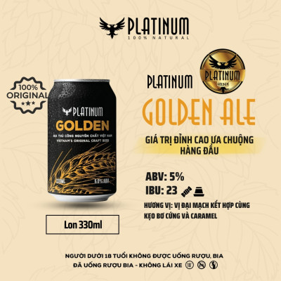 [Pack 6 lon] Bia Thủ Công Platinum Golden Ale Lon 330ml 5% Chính Hãng Bán Chạy Nhất