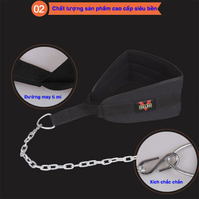 Đai Lưng Có Xích Treo Tạ Dip Belt Valeo