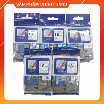 Nhãn In HZE-FX241 - Đen nền trắng 18mm x 8m - Dùng cho máy in BROTHER - AIMO - PUTY [Hàng nhập khẩu]
