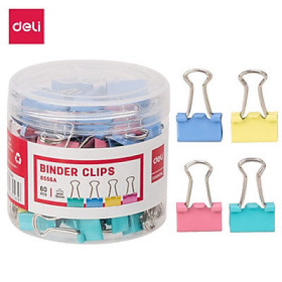 Kẹp bướm màu 15mm Deli - 60 chiếc/hộp - E8556A