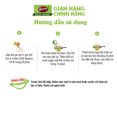 Combo 1 hộp (20 gói) Gia Vị Cà Ri Barona 80g ướp ngon chuẩn vị không cần nêm nếm