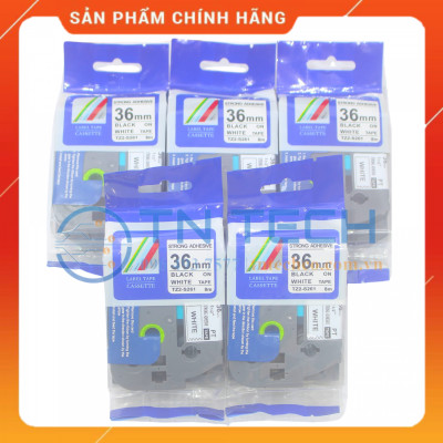 Nhãn In TZ2-S261 - Đen nền trắng 36mm x 8m - Dùng cho máy in BROTHER - AIMO - PUTY [Hàng nhập khẩu]
