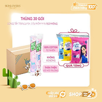 [ Tặng 1 gói bông Care4u 233 miếng ] Combo 1 thùng bông tẩy trang Ipek 150 miếng ( 30 gói x 150)