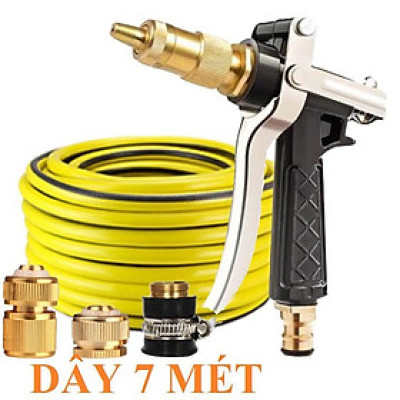  Bộ dây vòi xịt nước rửa xe, tưới cây . tăng áp 3 lần, loại 7m, 10m 206236 đầu đồng, cút đồng,nối đồng