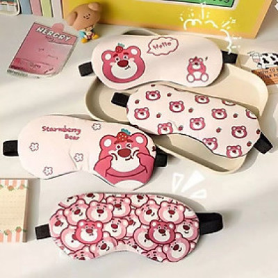 Bịt mắt ngủ họa tiết Gấu Dâu dễ thương cute kèm Gel Massage - HENRYSA