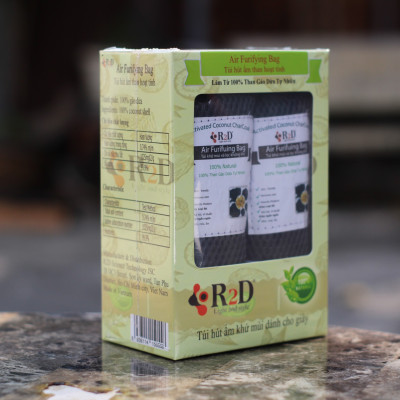 Túi hút ẩm khử mùi và lọc không khí cho tủ Giày Dép (hộp 4 túi nhỏ) làm từ Than hoạt tính gáo dừa