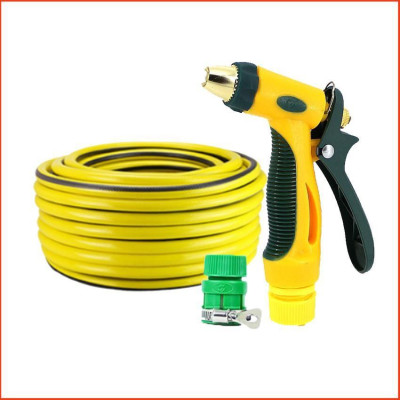 Bộ dây vòi xịt nước rửa xe,tưới cây tăng áp 3 lần 7-10M( nối nhựa xanh) 206317