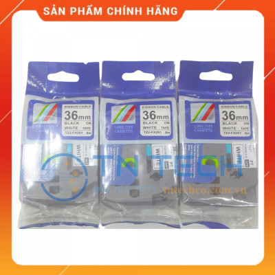 Nhãn In TZ2-FX261 - Đen nền trắng 36mm x 8m - Dùng cho máy in BROTHER - AIMO - PUTY [Hàng nhập khẩu]