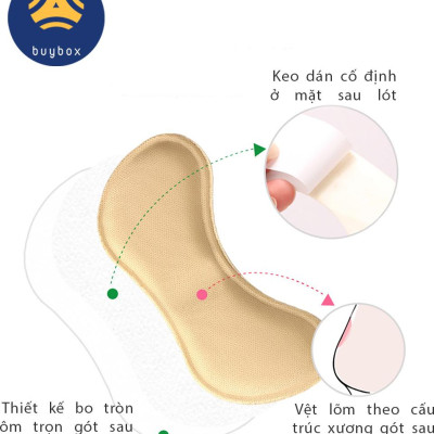 Bộ 2 cặp lót giày 4D bảo vệ gót chân và chống tuột gót giày (loại bầu) - buybox - BBPK54