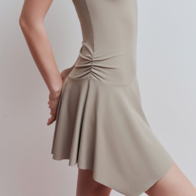 DOTTIE - Đầm ngắn vải thun tùng xoè - Nâu - D0684