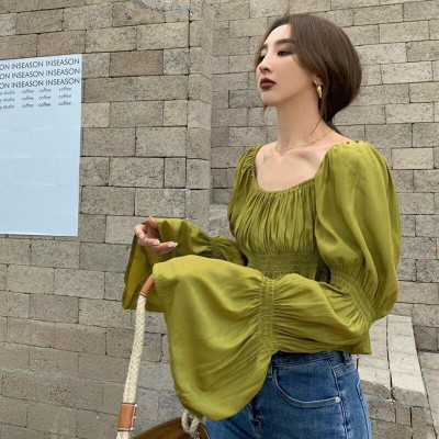Áo nữ thời trang cổ vuông thời trang Hàn Quốc - Hàng cao cấp (Xanh lá)